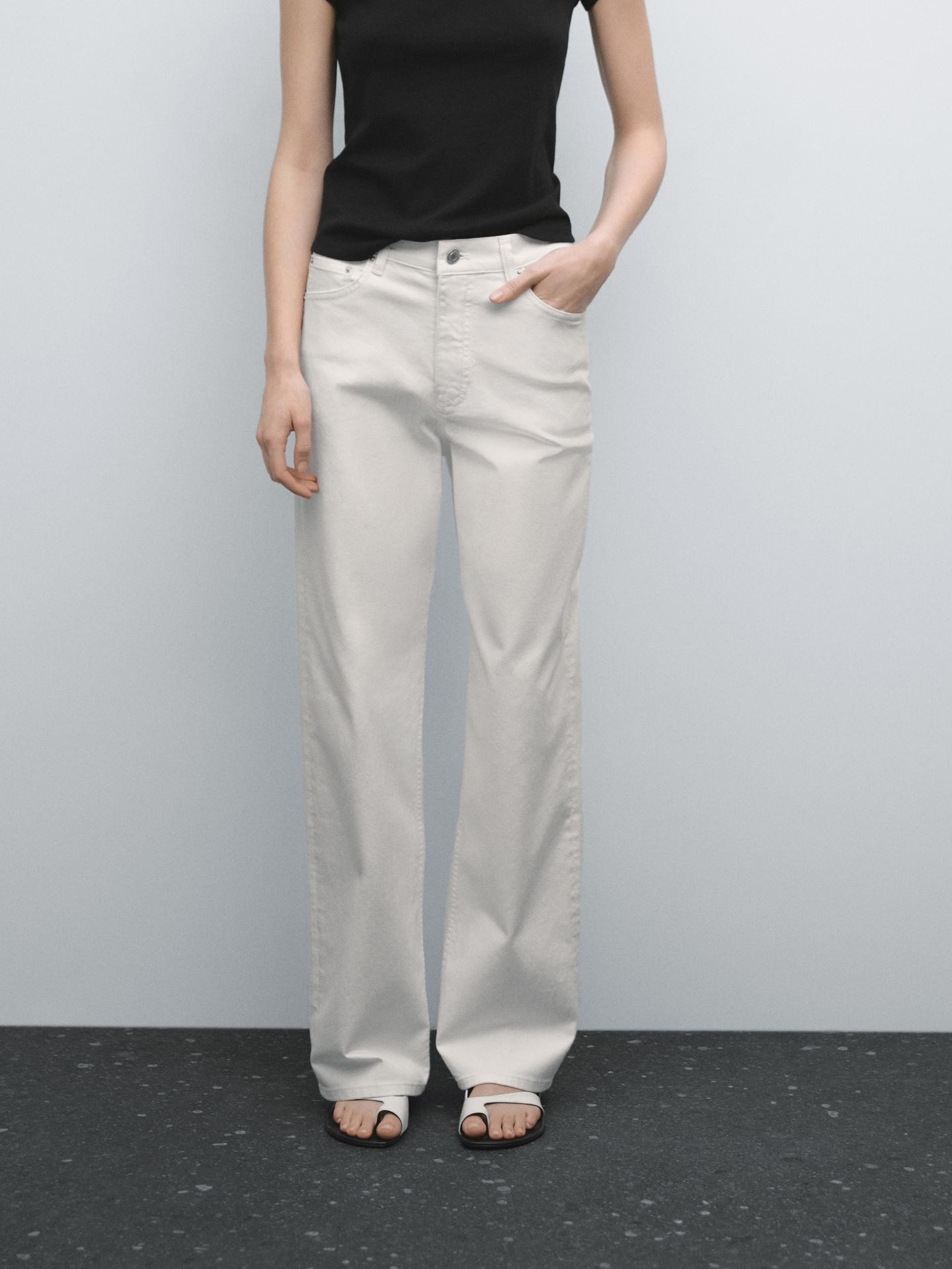 Straight-leg denim trousers with pockets | Massimo Dutti UK