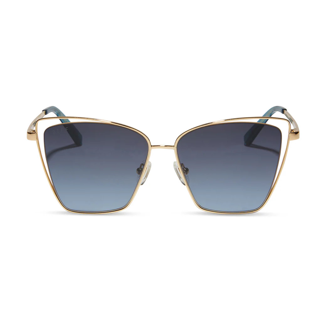 BECKY III - GOLD + BLUE GRADIENT SUNGLASSES | DIFF Eyewear