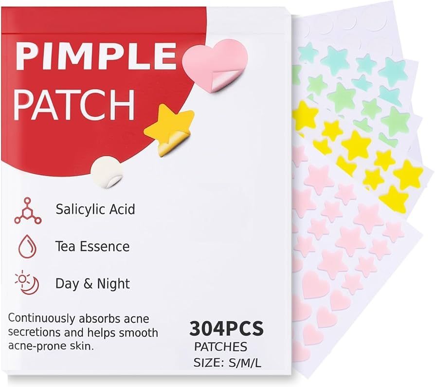 Pimple Patches for Face 304pcs,Hydrocolloid Acne Patches Star,Zit Patches,Pimple Popper Tool Kit,... | Amazon (US)