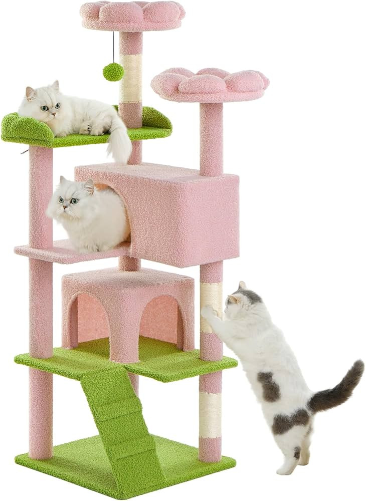 Made4Pets Cat Tree Tower 56" Cat Tower for Indoor Cats Kitten Tree Multi-Level Cat Tree with 2 Co... | Amazon (US)