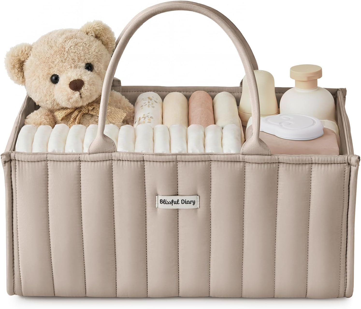 Blissful Diary Baby Diaper Caddy Organizer, Nursery Storage,Sand | Amazon (US)