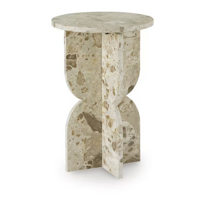Signature Design by Ashley Treygan Beige Marble Contemporary Accent Table | Target
