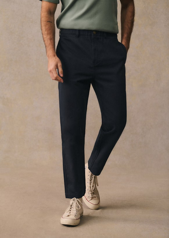 Shane Trousers - Navy  - Organic cotton - organic textile - Sézane | Sezane Paris - US
