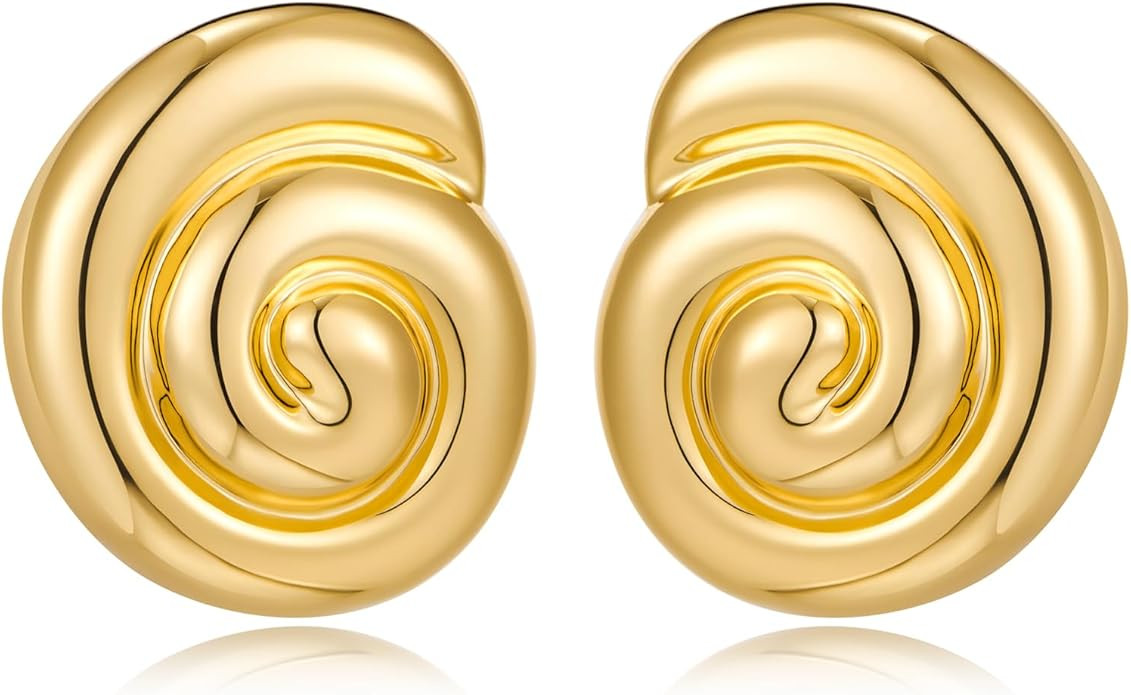 MUYAN Gold Ocean Conch Earrings for Women Fashion Spiral Shell Stud Earrings Beach Jewelry | Amazon (US)