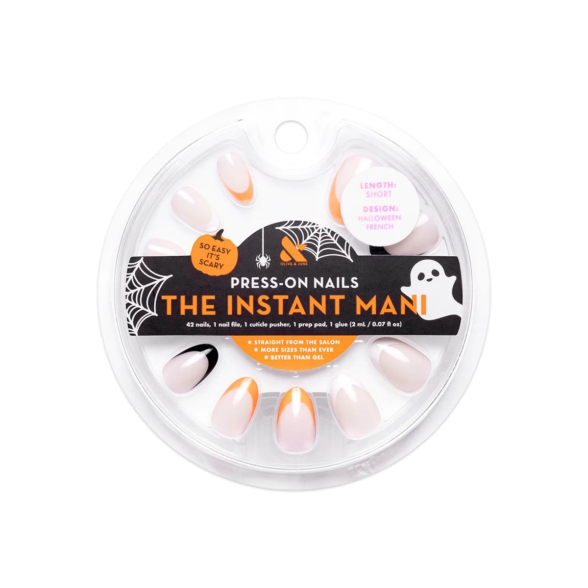 Olive & June Instant Mani Short Almond Press-On Nails, Halloween French, 42 Pieces | Walmart (US)