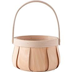 Small Round Natural Woodchip Wooden Decorative Storage Basket with Handle | Amazon (US)