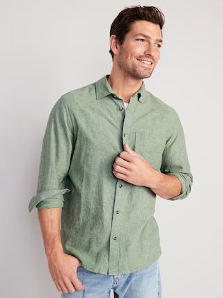 Regular-Fit Everyday Non-Stretch Linen-Blend Shirt for Men | Old Navy (US)