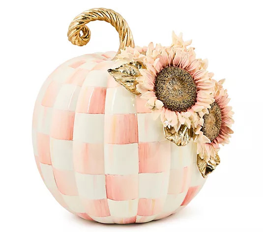 MacKenzie- Childs Rosy Check Large Sunflower Pumpkin - QVC.com | QVC