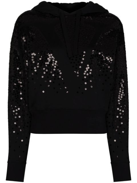 Valentino Sequin VLOGO Embroidered Hoodie - Farfetch | Farfetch Global