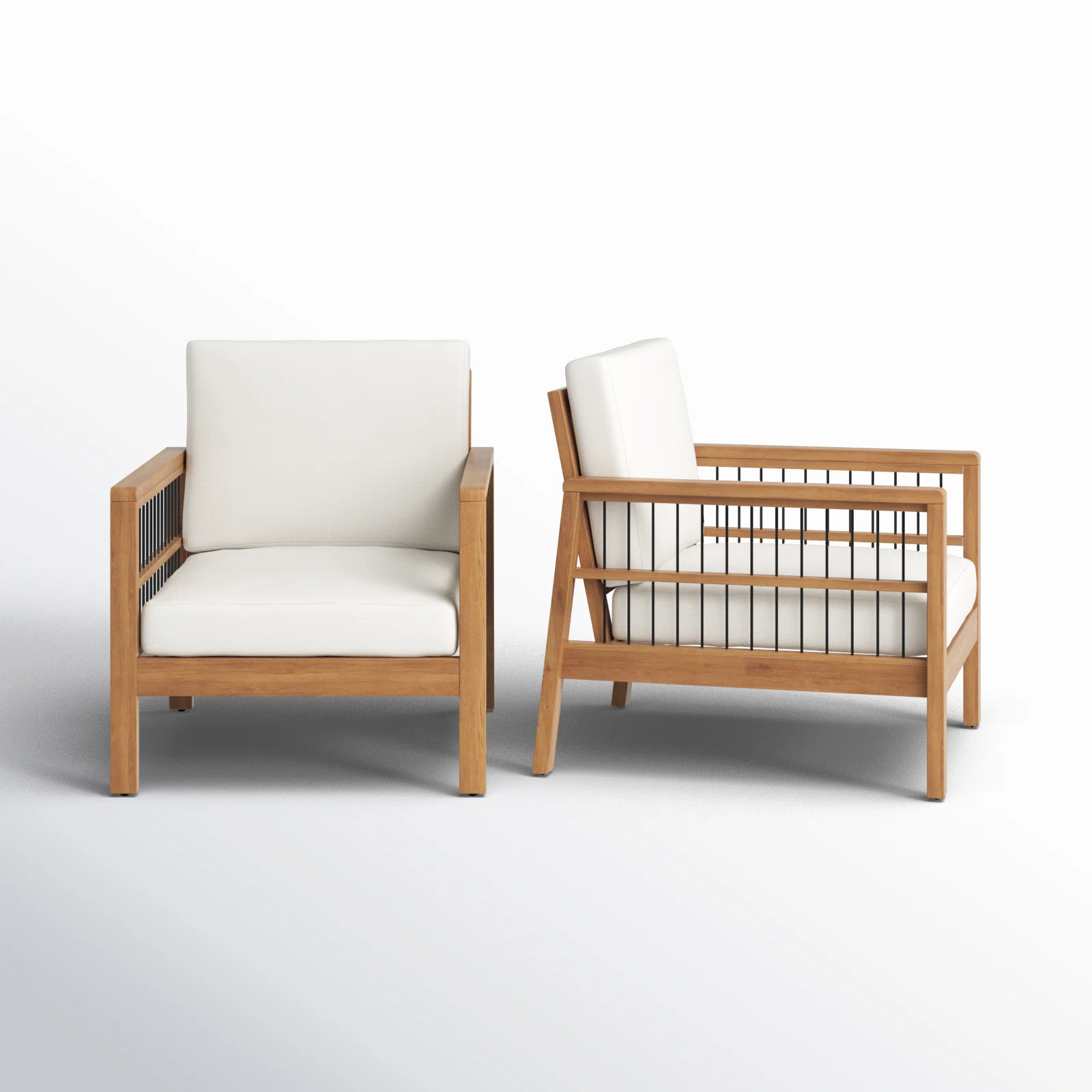 Malott Acacia Outdoor Lounge Chair (Set of 2) | Wayfair North America
