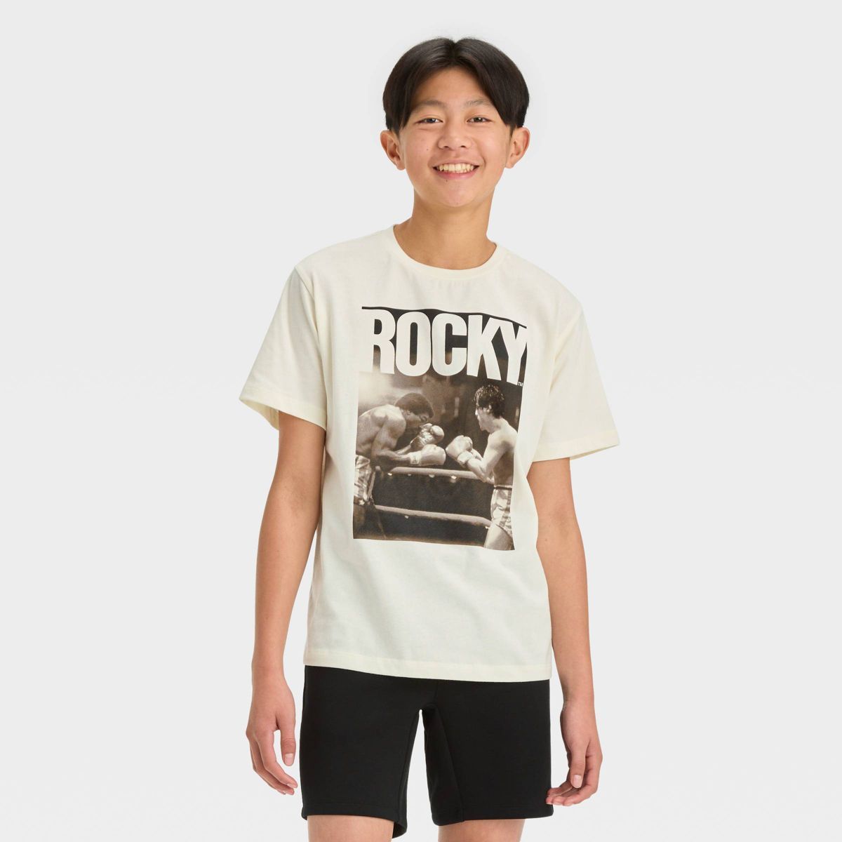 Boys' Short Sleeve Rocky Graphic T-Shirt - art class™ Light Beige | Target
