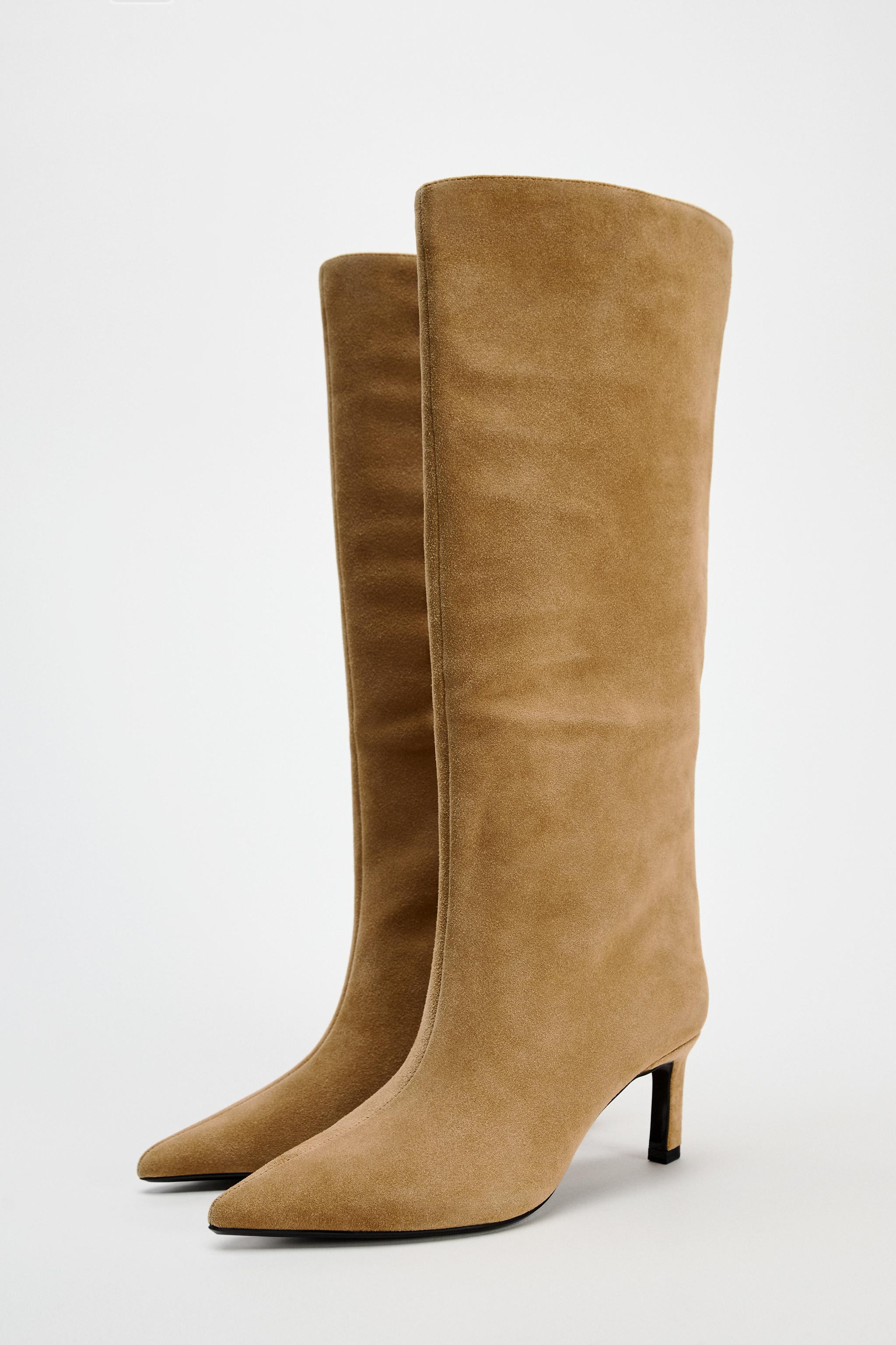 SPLIT SUEDE HEELED BOOTS | Zara UK