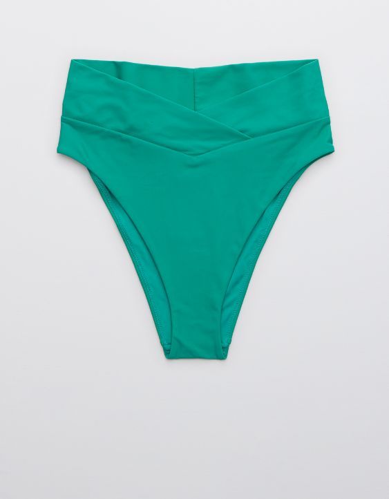 Aerie Crossover High Cut Cheeky Bikini Bottom | American Eagle Outfitters (US & CA)