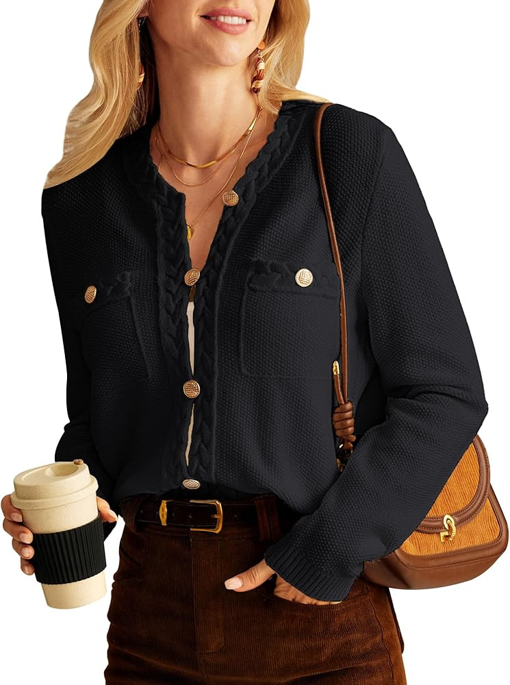 GRACE KARIN Women Cardigan Sweaters 2024 Fall Long Sleeve Button Down Cropped Lightweight Knit Tw... | Amazon (US)