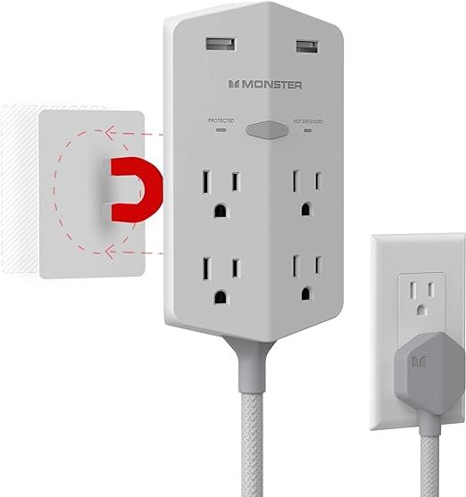 Monster Power Shield XL Surge Protector with Outlet Extender, Multiple Plug Outlet with 4 AC Outl... | Amazon (US)