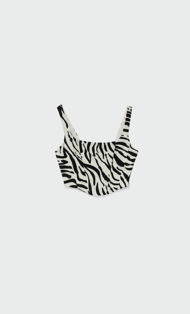 Printed corset top - Women's fashion | Stradivarius United Kingdom | Stradivarius (UK)