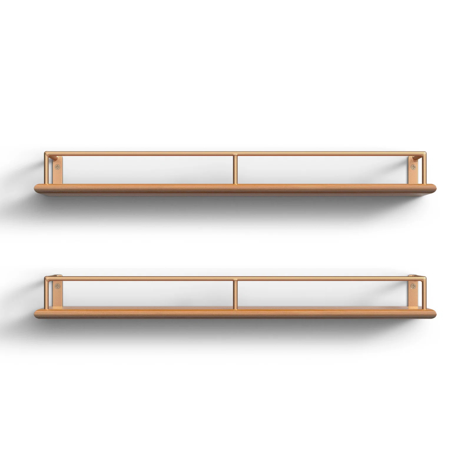 Jinny Camryn Wood and Metal Shelf 24" Natural, Gold (Set of 2) | Wayfair North America