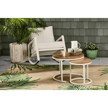 Better Homes & Gardens Marlow Outdoor 2pk Patio Nesting Tables, White | Walmart (US)