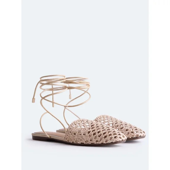 Free Assembly Women's Woven Wrap Slide Flats | Walmart (US)
