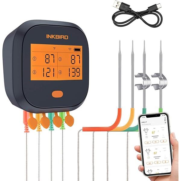 Inkbird Bluetooth Grill BBQ Meat Thermometer with 4 Probes Digital Wireless Grill Thermometer, Timer | Amazon (US)