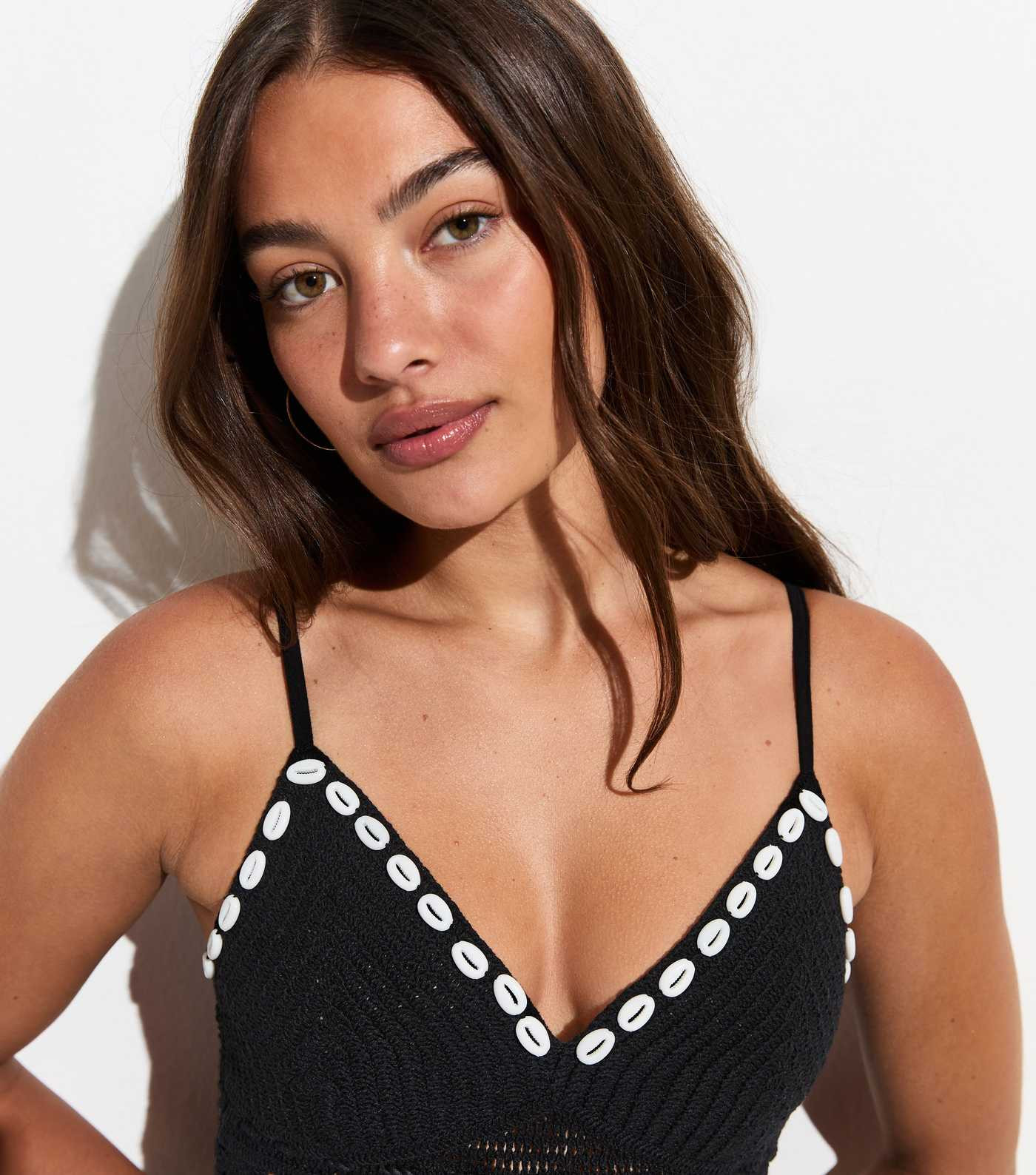 Black Cotton Crochet Bodice Beach Mini Dress | New Look | New Look (UK)