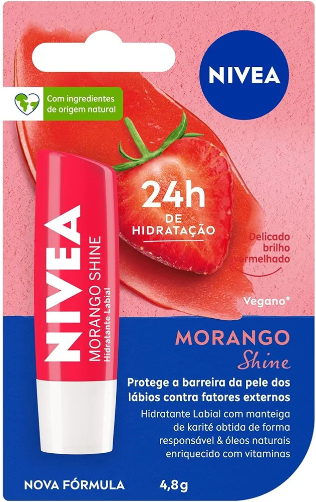 NIVEA Hidratante Labial Morango Shine 4,8g - Cuidado intensivo para seus lábios, hidratação pr... | Amazon (BR)