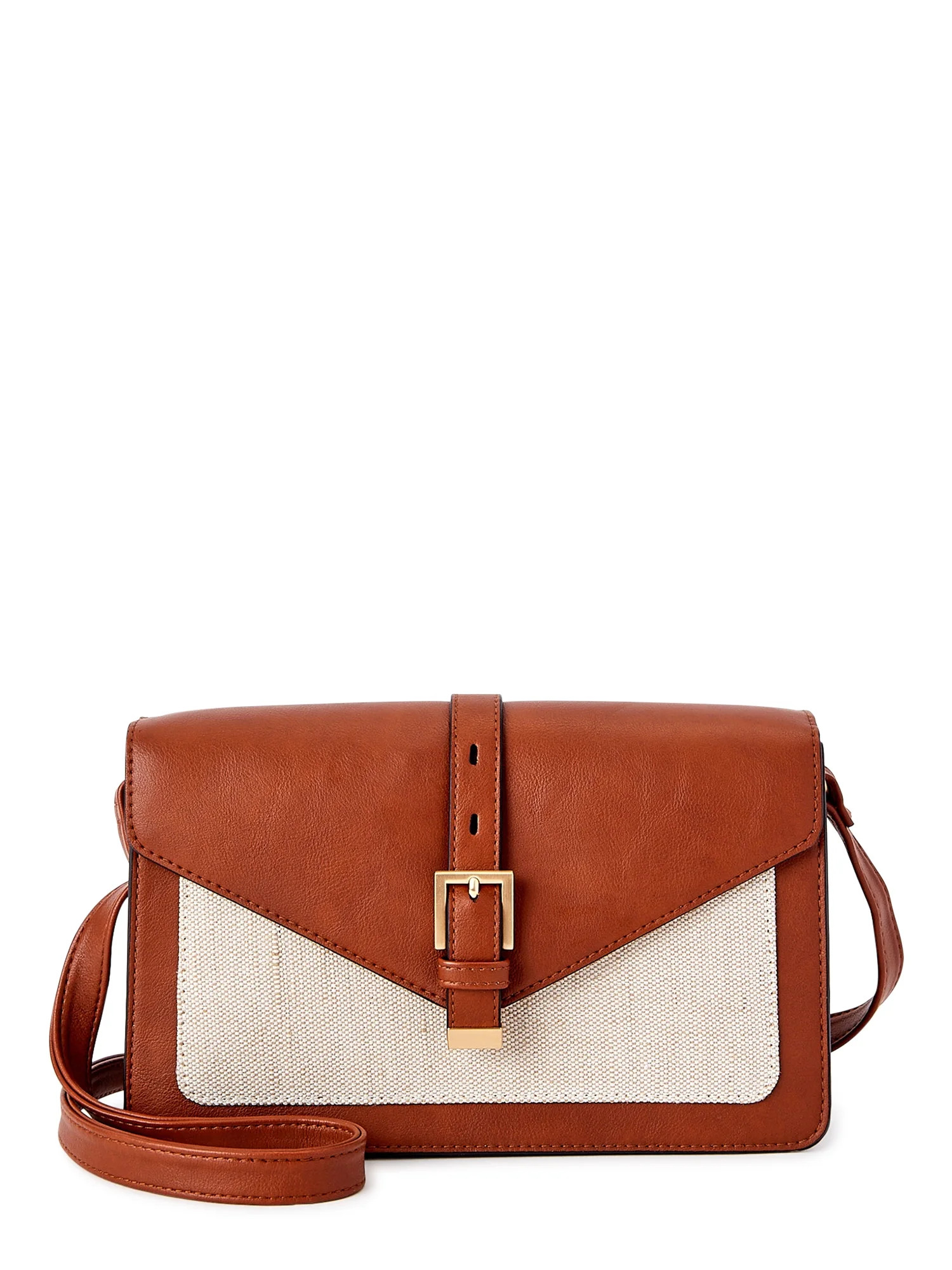 Time and Tru Women's Lori Front Flap Crossbody Handbag Cognac - Walmart.com | Walmart (US)