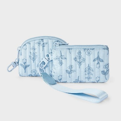 Girls' Floral Wristlet Pouch 2pc Set - art class™ Blue | Target