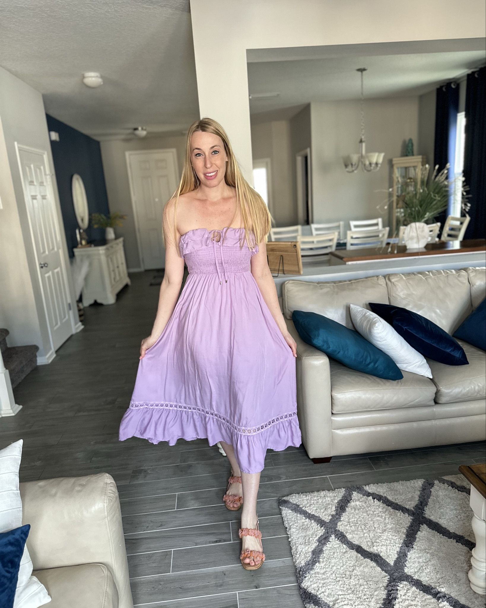 Lavender vacation dress 
🤍  I love this dress so much!! It is the perfect Florida or vacay dress 
🤍 i am 5’10”  and loving the length as well as the ruffles and full skirt
🤍 fits true to size, wearing size small


#LTKFindsUnder100 #LTKFindsUnder50 #LTKStyleTip