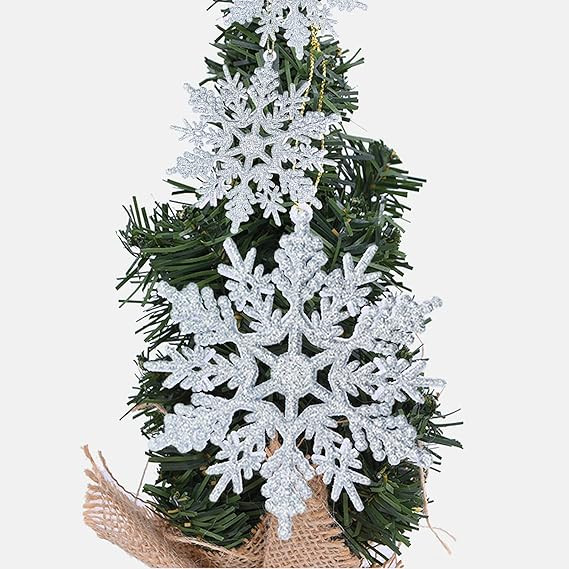 36 Pack Plastic Silver Snowflake Ornaments Christmas Winter Decorations, Hanging Snowflake Decora... | Amazon (US)