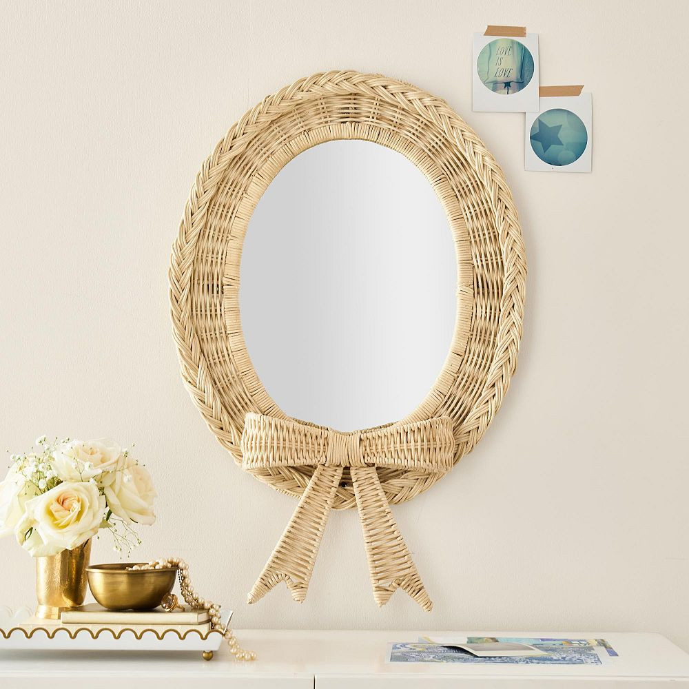 LoveShackFancy No Nails Rattan Bow Mirror (18"x28") | Pottery Barn Teen