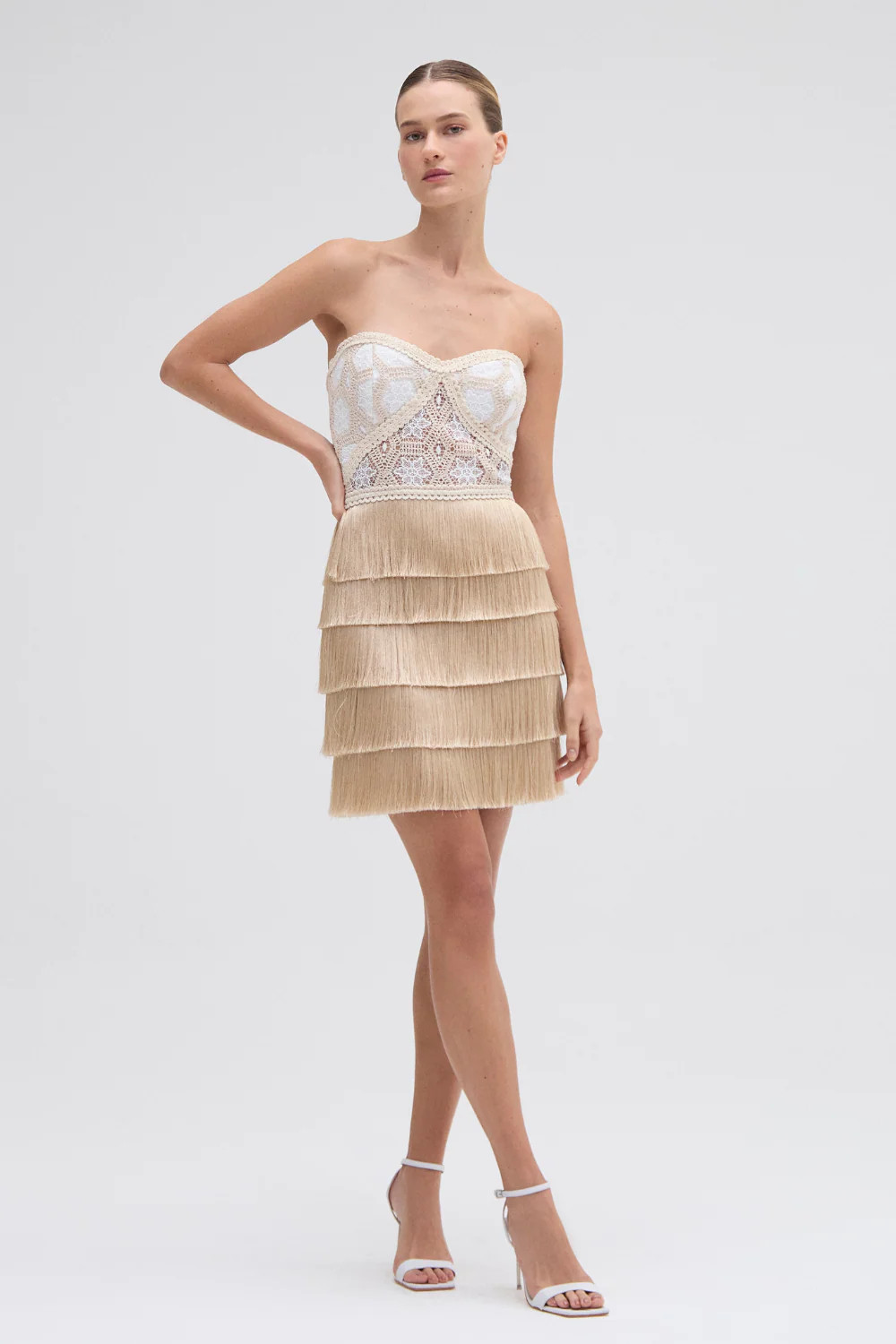 NATURAL CROCHET MINI DRESS | PatBO