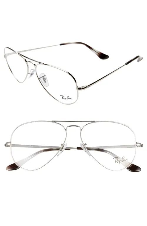 Ray-Ban 55mm Aviator Optical Glasses in Silver/Clear at Nordstrom | Nordstrom