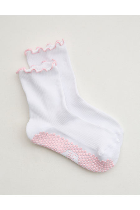 LUCKY HONEY Juliet Ruffle Grip Socks Women's Club Pink One Size | Aerie