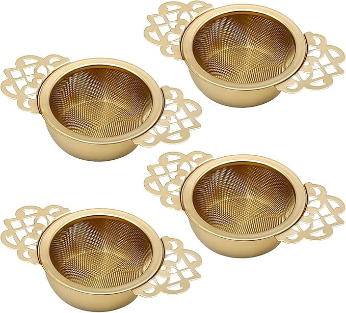 304 Stainless Steel Tea Drain Strainer Tea Filter Mesh Tea Drip Bowls Teapot Strainer With Petal ... | Amazon (US)