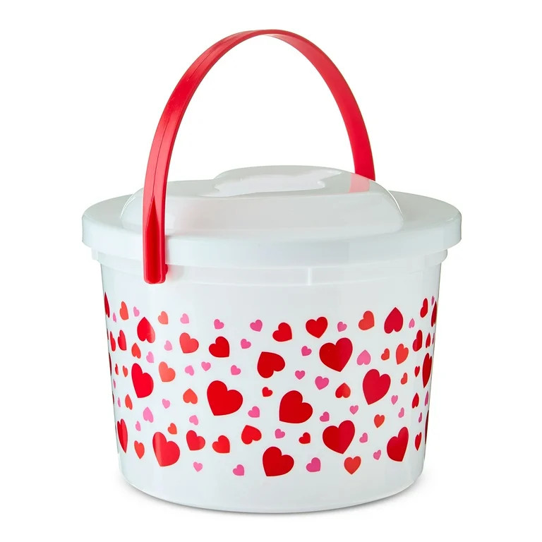 Small Plastic Valentine Mailbox with Handle, Red and White, Valentine's Day by Way To Celebrate | Walmart (US)