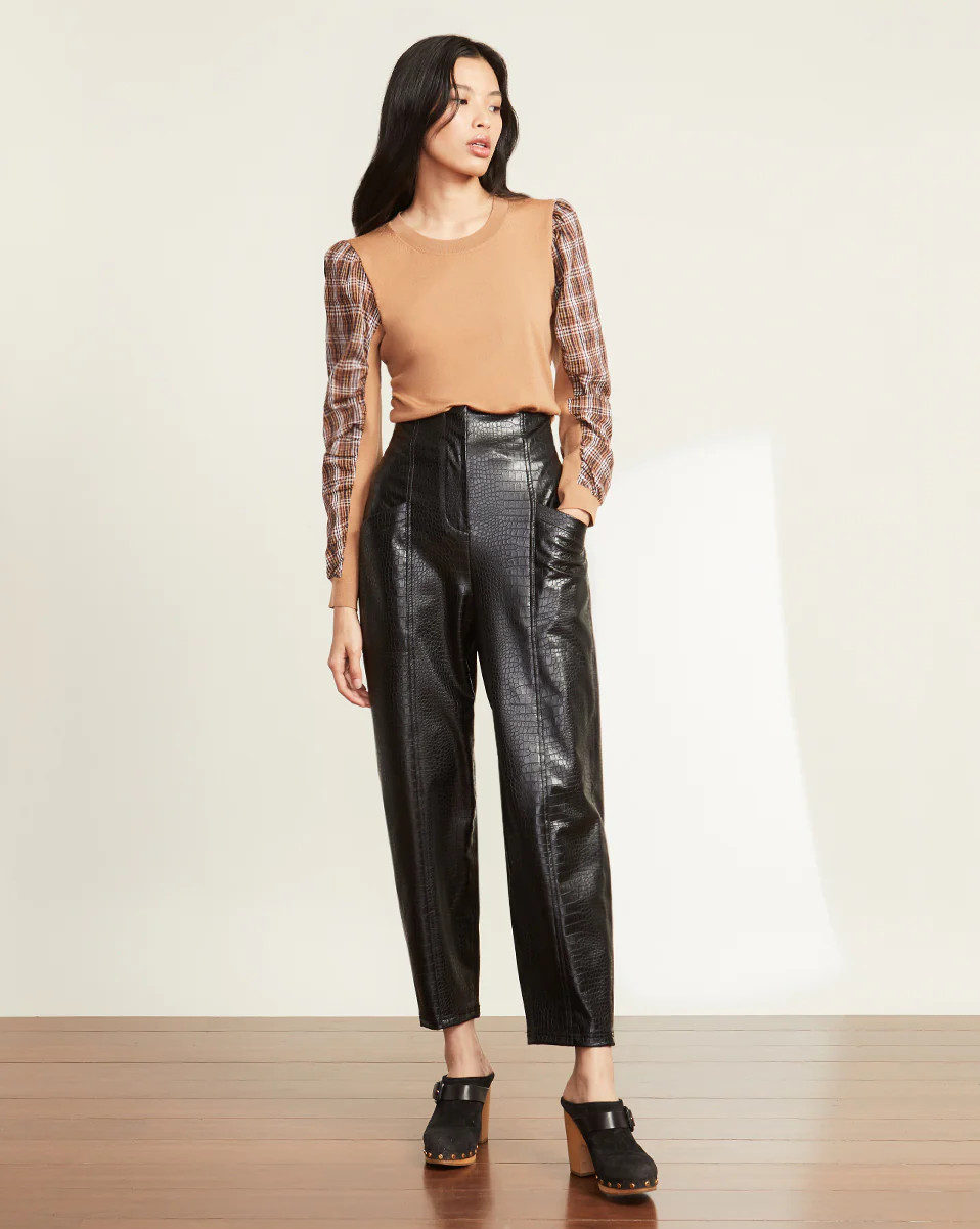 Veronica Beard Kita Vegan Leather Pant Black | Veronica Beard