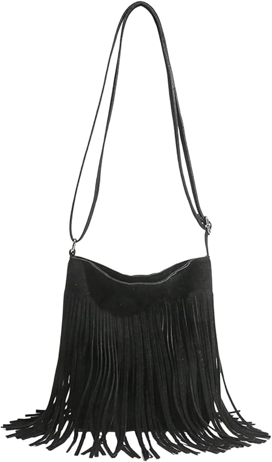 OYOANGLE Women's Fringe Hobo Bags Adjustable Strap Tassel Crossbody Bags Hippie Western Purse Cow... | Amazon (US)