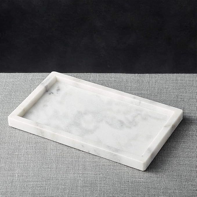 Natural Marble Serving | Counter Top | Vanity Organizer | Bath, Multipurpose Tray (White) - 14 x ... | Amazon (US)