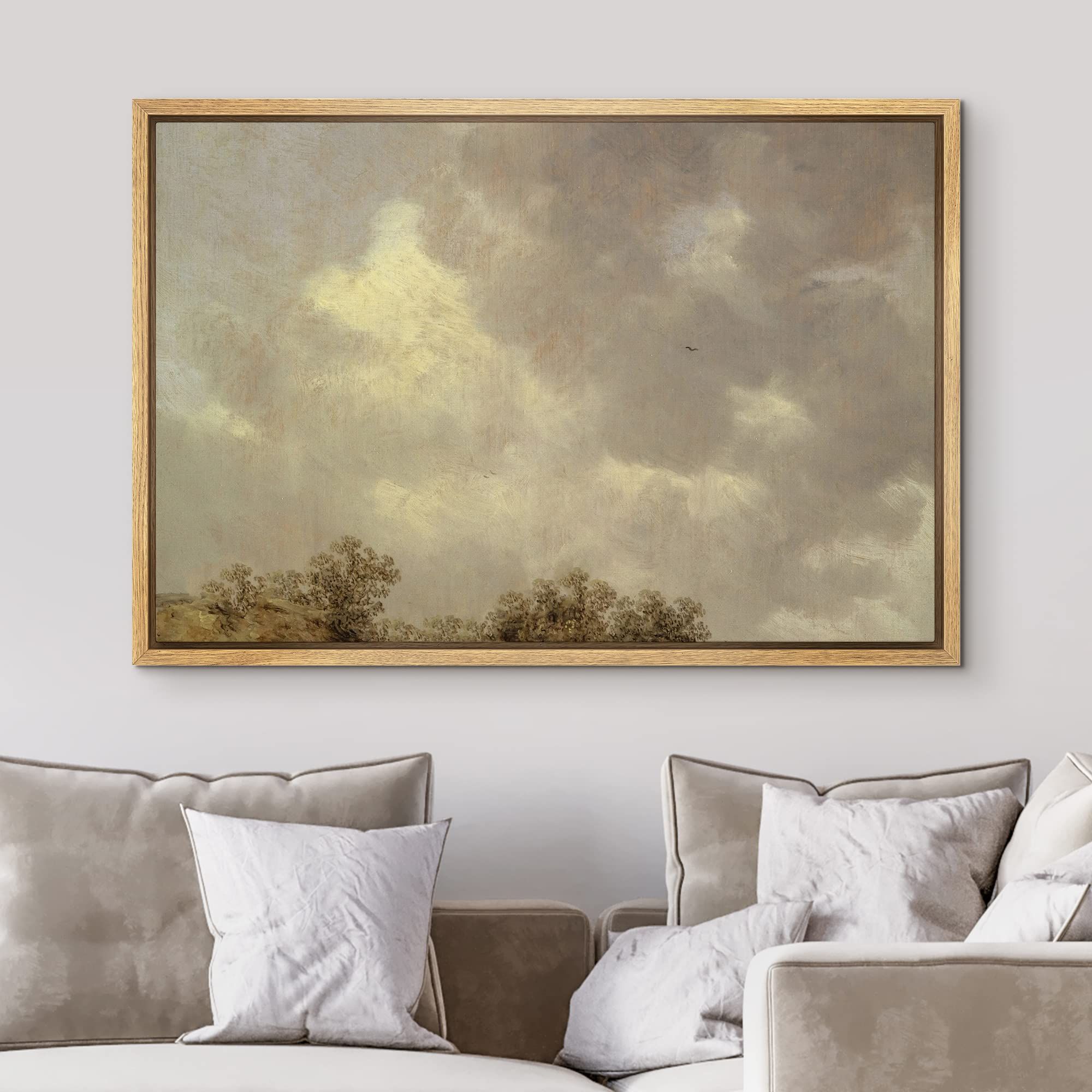MUDECOR Framed Canvas Print Wall Art Daytime Pastel Cloudy Country Horizon Nature Wilderness Illustr | Amazon (US)