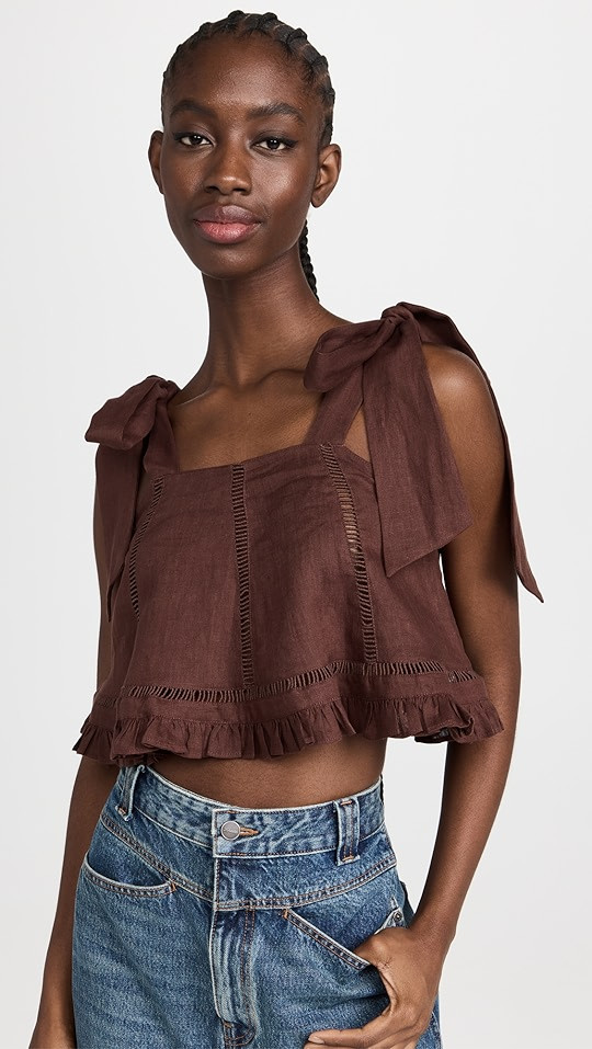 Joslin Adele Linen Crop Top | SHOPBOP | Shopbop