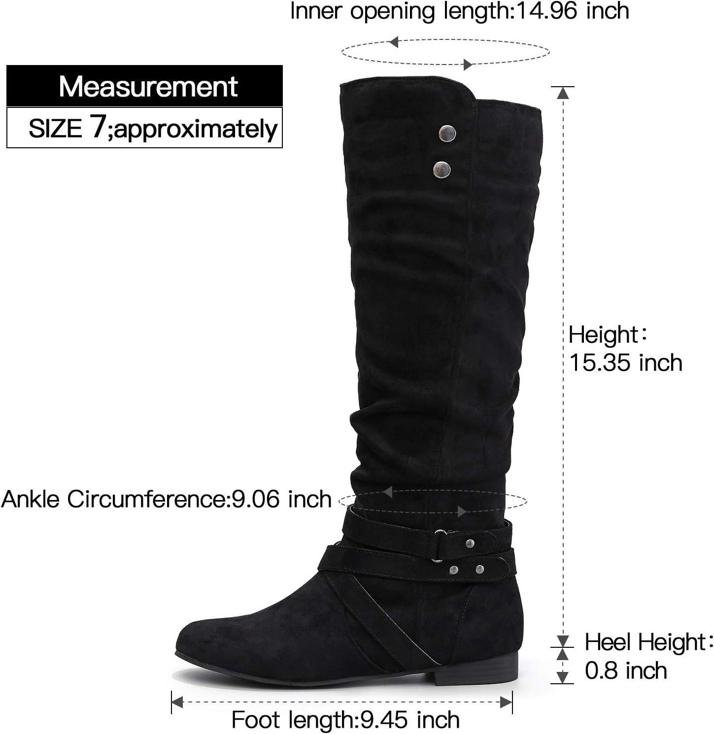 mysoft Women's Knee High Boots Slouchy Flat Fall Boots with Side Zipper | Amazon (US)