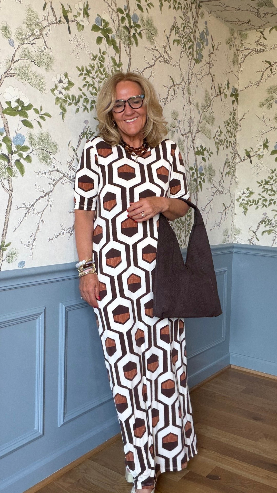 Well, this geometric print certainly makes a statement! I like that the shape is simple enough to let the pattern shine, and the dress runs true to size.