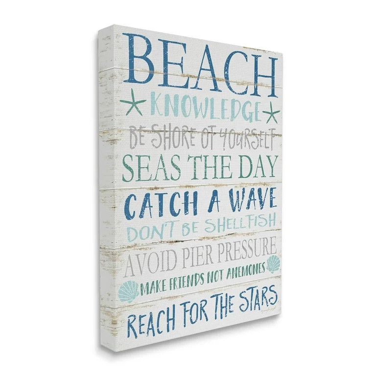 The Stupell Home Decor Beach Knowledge Blue Aqua and White Planked Look Sign | Walmart (US)