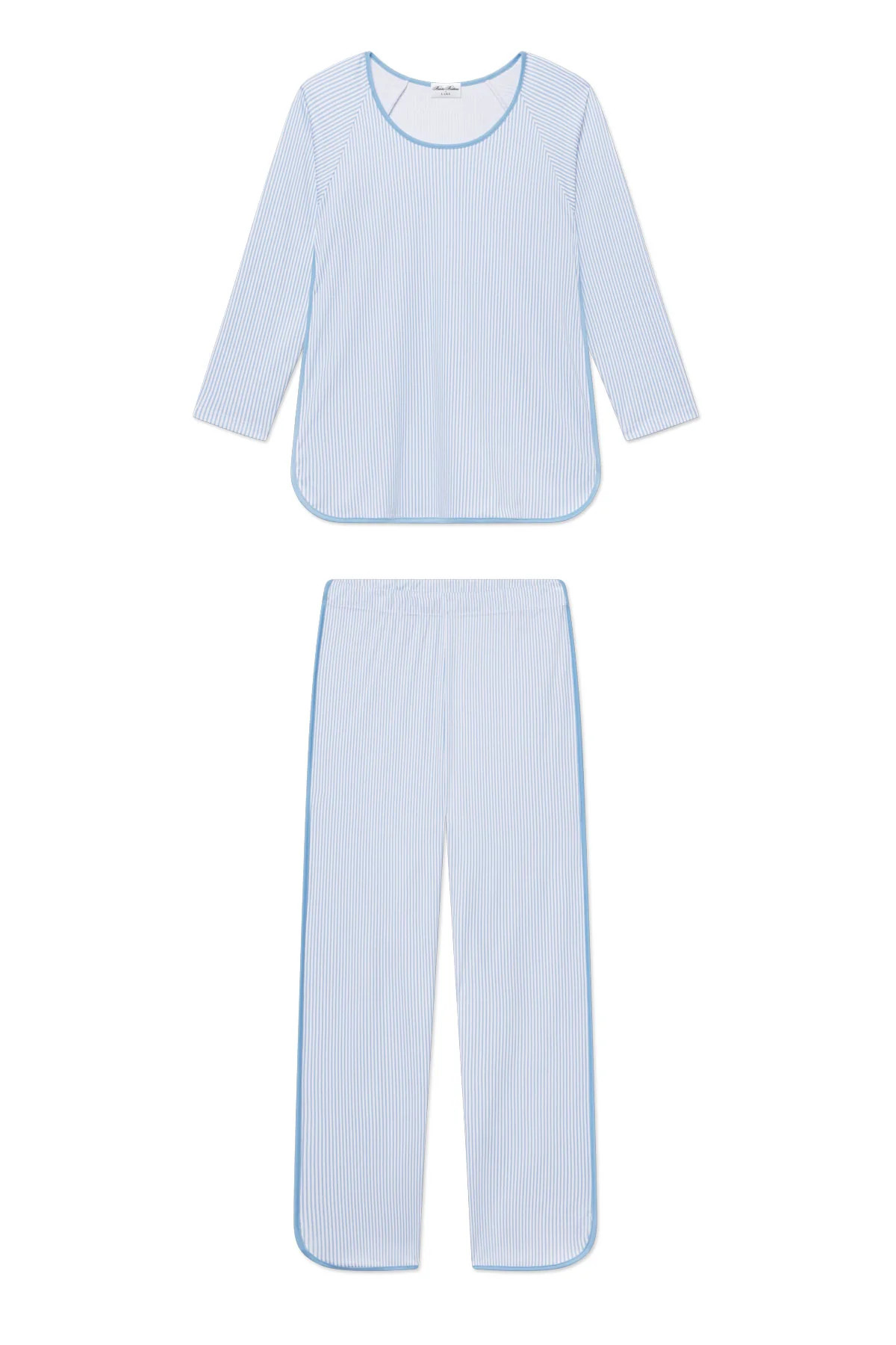 Pima Long-Long Set in Classic Blue Oxford Print | Lake Pajamas