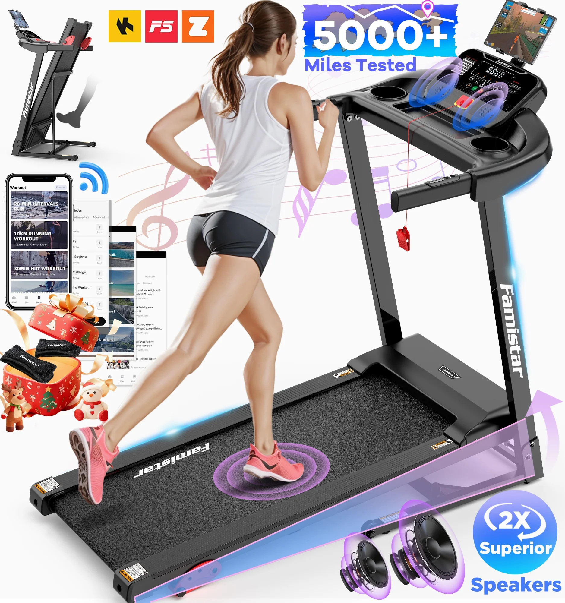 Treadmill for Home, Portable Folding Electric Exercise Treadmill with Adjustable Incline, APP Con... | Walmart (US)