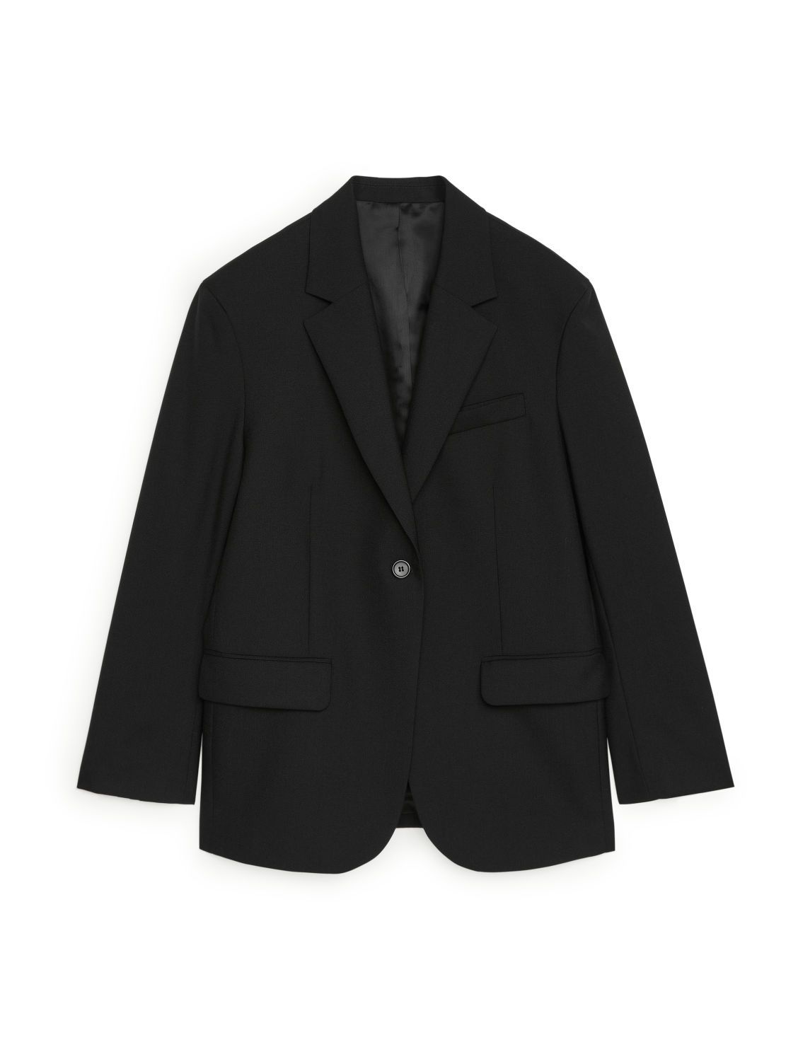 Oversized Wool Hopsack Blazer - Black | ARKET