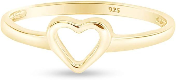 Jewel Zone US 14K Gold Over Sterling Silver Open Heart Ring | Amazon (US)