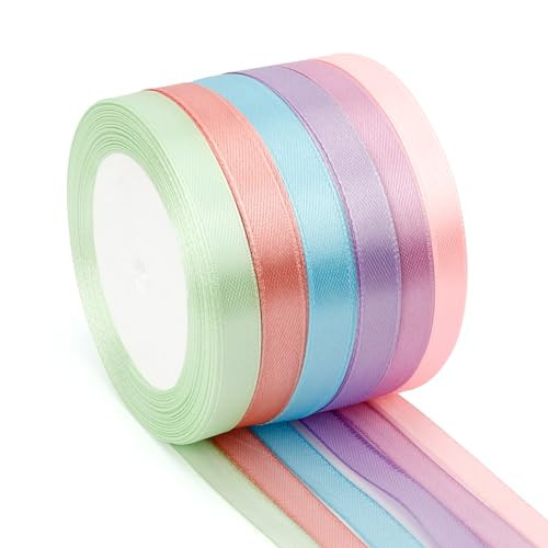 Pastel Ribbon Set Easter Ribbon Set Graduation Ribon Rainbow Class of 2025 for Flower Bouquet for Gift Wrapping Hair Ribons for Women for Christmas Tree Pink Silk Invatation Bouquet Floral | Amazon (US)