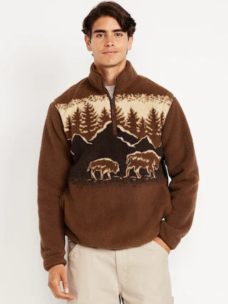 Printed Sherpa Quarter-Zip Pullover | Old Navy (CA)
